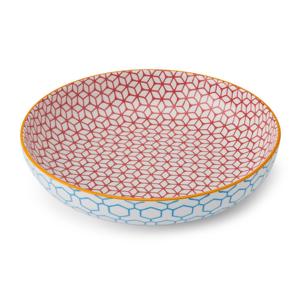 Kitchencraft Mikasa Blue Geometric Ceramic Bowl